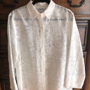 Jones New York Country Size XL Sheer Floral Blouse
